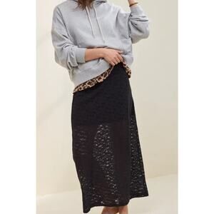 Aerie Vintage Lace Midi Skirt Black Sz M| Versatile Party Flirty Vacation Dainty